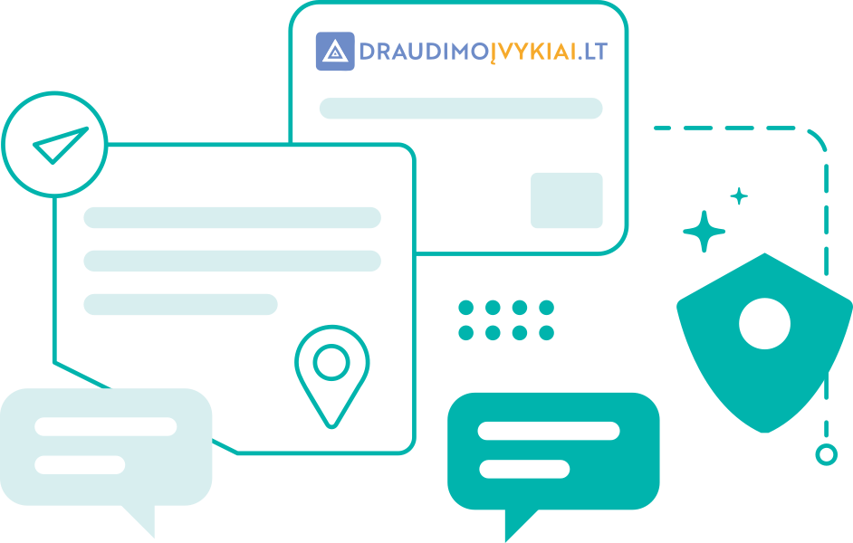 Dokumentų, susirašinėjimo langų ikonos su asociacija į draudimoivykiai.lt tinklapi